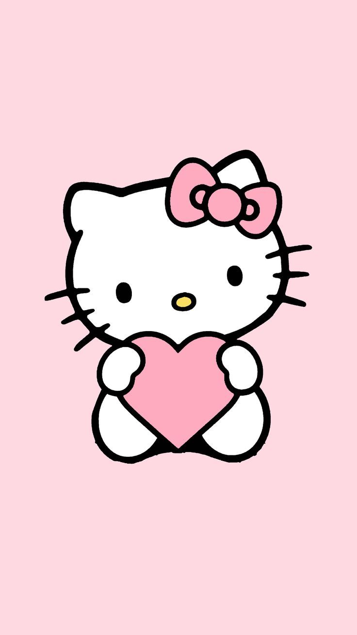 Hello Kitty mit pinker Schleife und einem pinken Herz